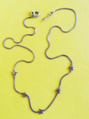 Vintage flat braided chain necklace with stars